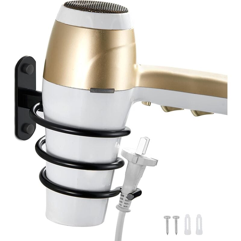 Lntyq Porte Sèche Cheveux Support,Porte Sèche Cheveux Forme De Spirale Seche Cheveuxmural En Aluminium Support De Cable Pour Cuisine Salle De Bain Accessoires De Salle De Bain 85395412