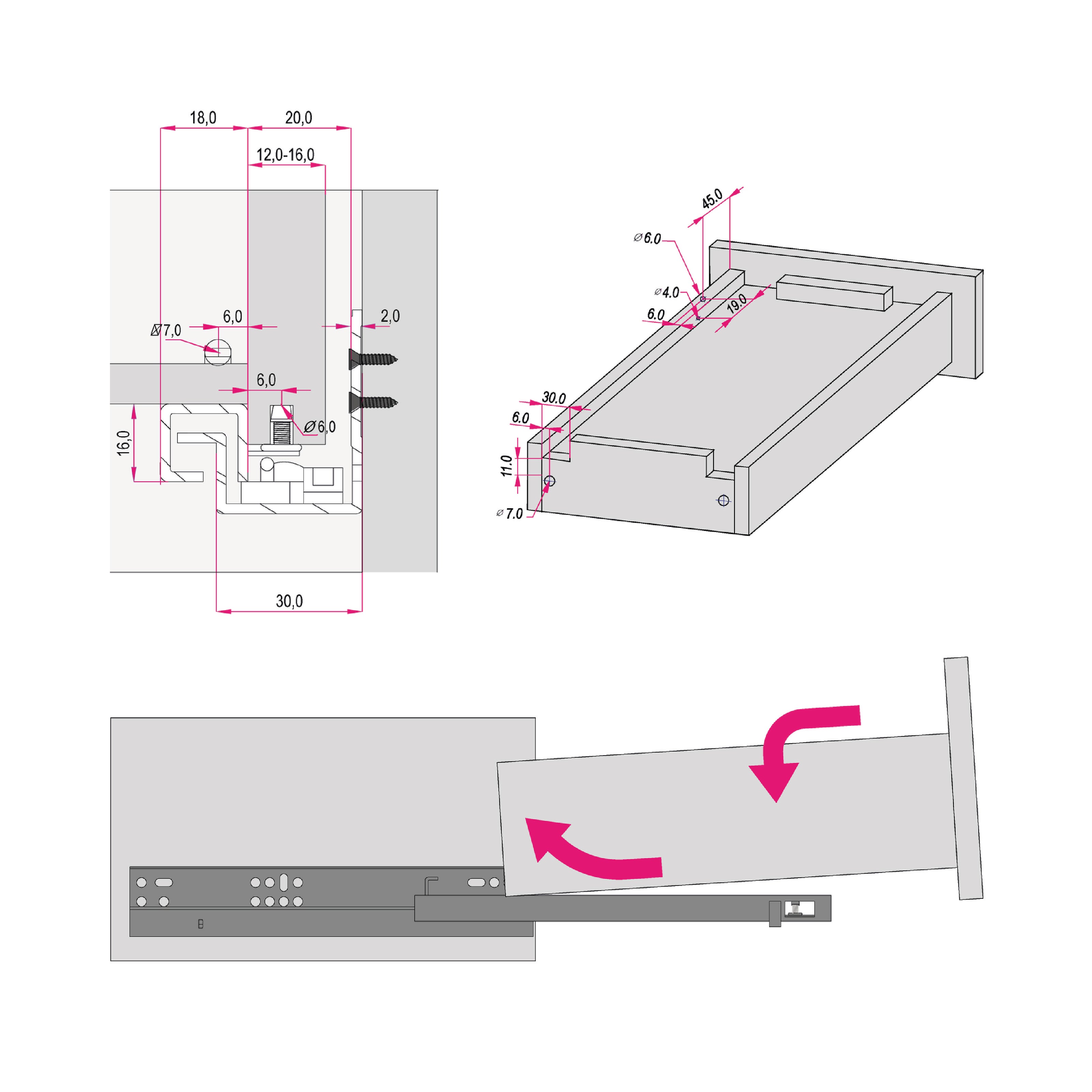 Q40 - 450 mm GUIA OCULTA REMOÇÃO PARCIAL CAPACIDADE 35 KG - 4