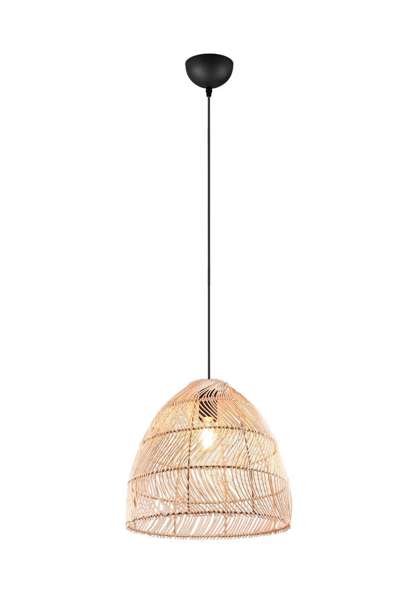 Lampa sufitowa wisząca Rike czarno-brązowa 1xE27x40W wym: 150 x 35 x 35 cm wiklina / rattan / słoma RL