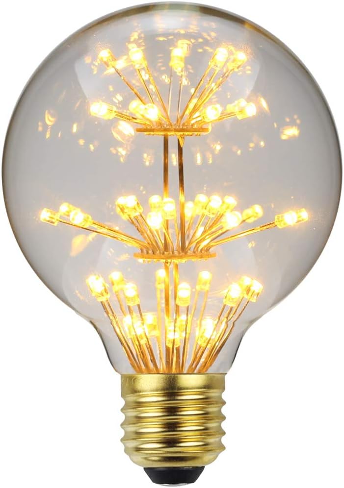Żarówka LED Vintage Żarówka RGB Fajerwerki Żarówka Edisona G95 3W 220/240V E27 Żarówka Dekoracyjna (φ80mm Fajerwerki)