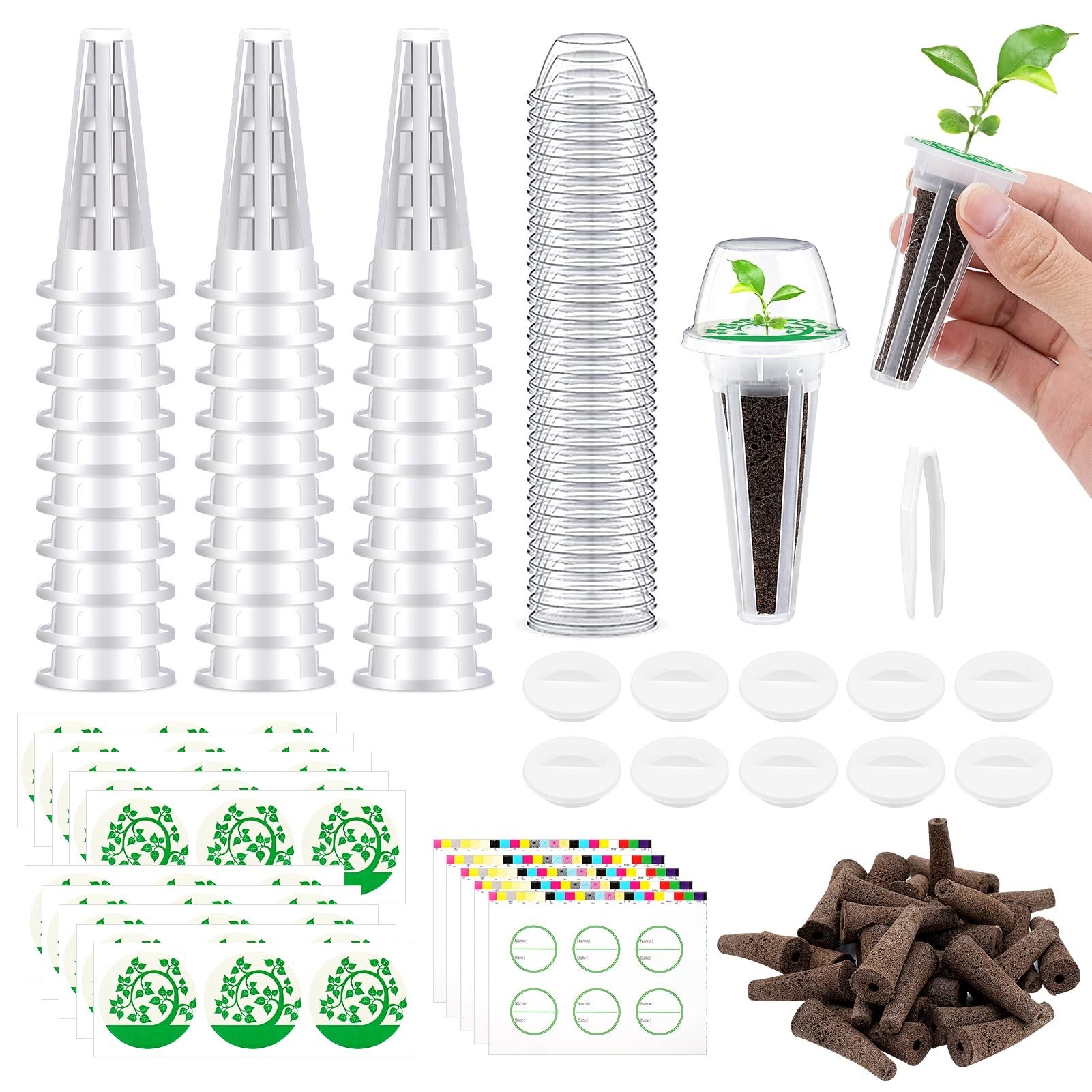 Zestaw wkładek z nasionami, zestaw wkładek hydroponicznych, 161-częściowy zestaw do uprawy hydroponicznej, zestaw do uprawy hydroponicznej R8F1