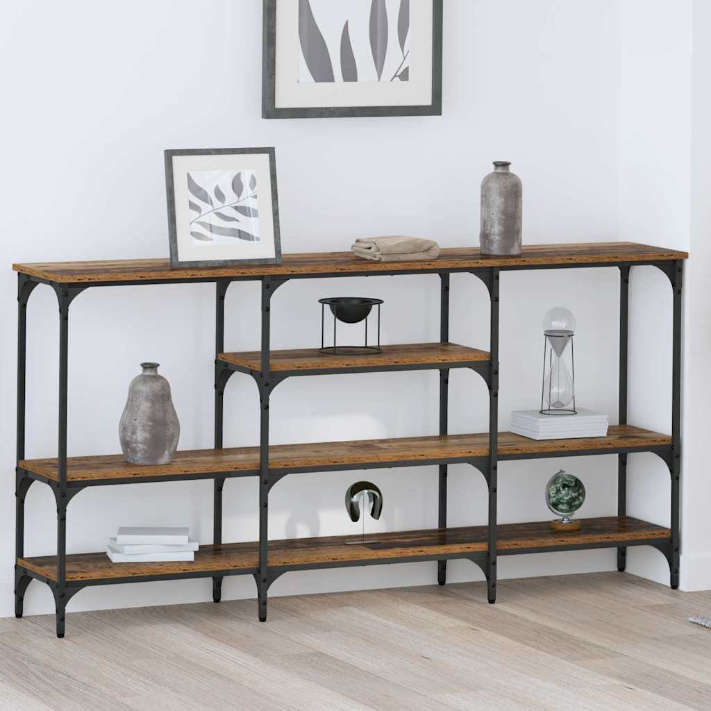 Mensola Moderna 160x29,5x180 Cm In Oro E Bianco – Struttura In Acciaio E MDF, Ripiani Multipli, Capacità 15 Kg Per Ripiano, Facile Da Montare
