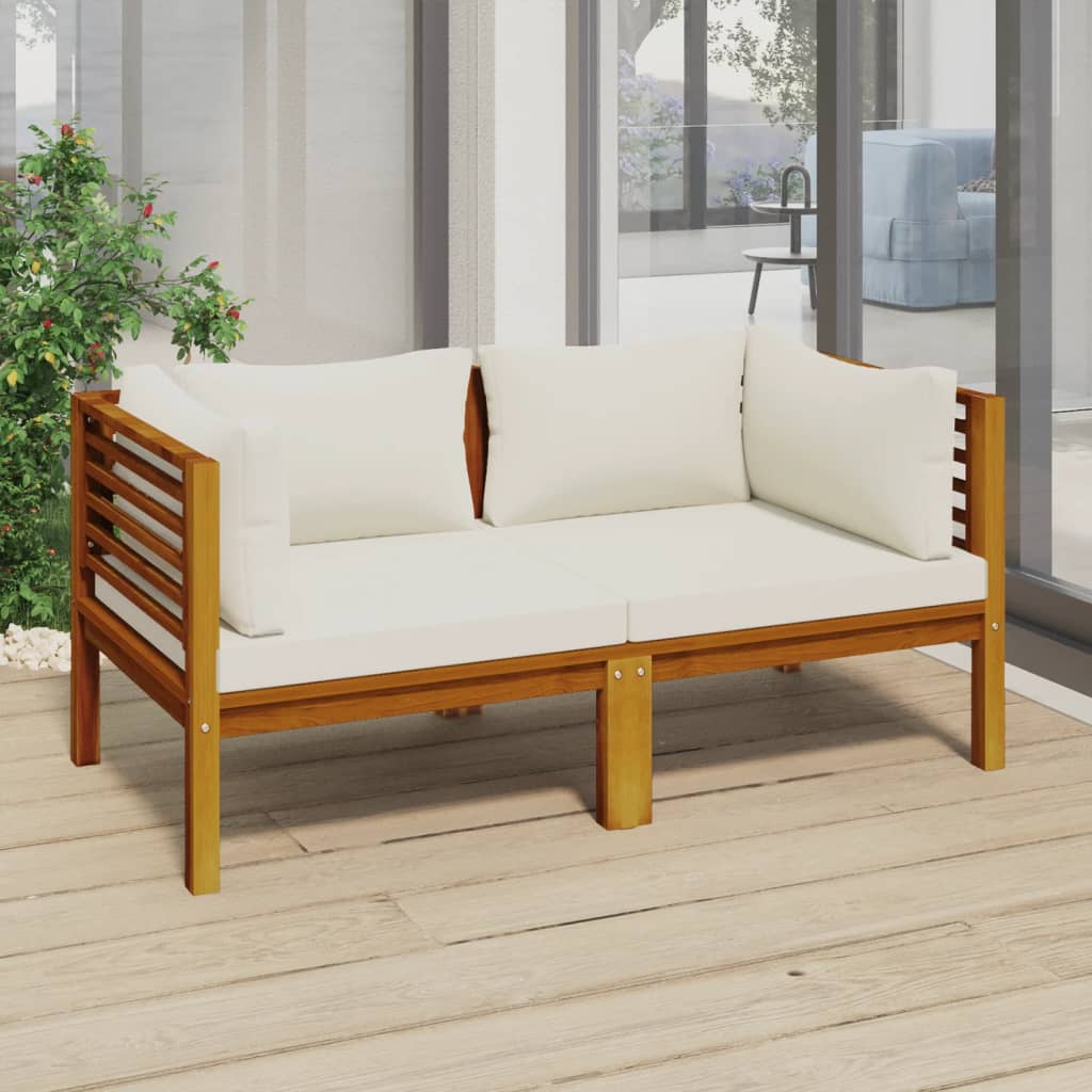 Salon bas de jardin en bois Beige 2 personnes - 6
