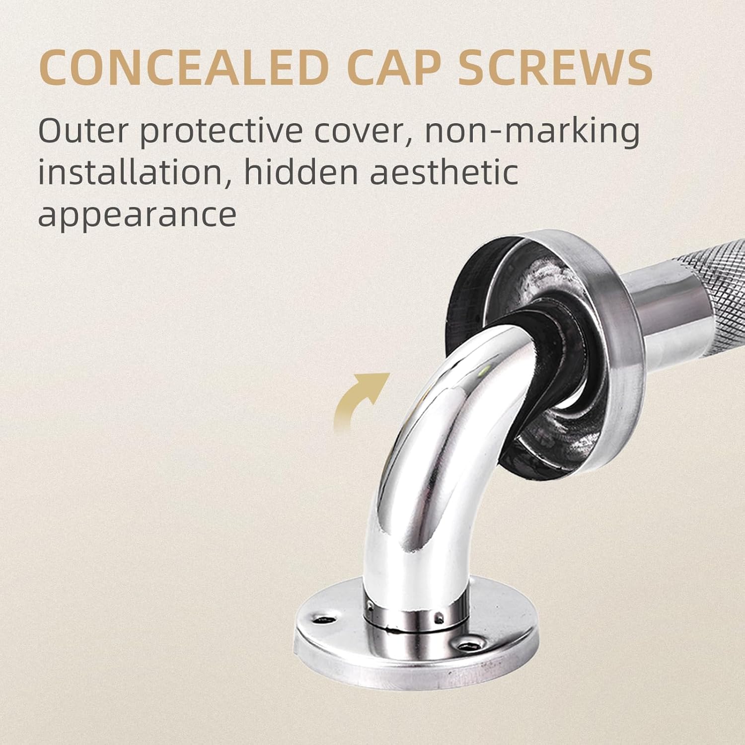 Corrimão de banheiro de aço inoxidável, corrimão de segurança antiderrapante para idosos, banheira e escadas, 60 cm - 5