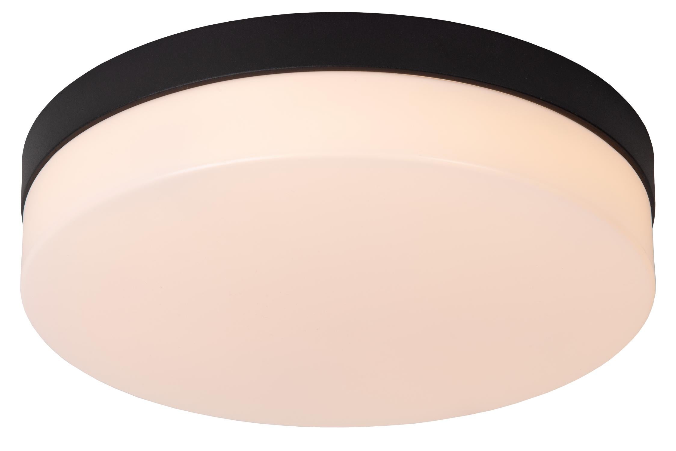 Plafon okrągły BISKIT LED 18W Ciepła biel 1150lm czarno-biały wym:7,5x28x28cm IP44 Lucide