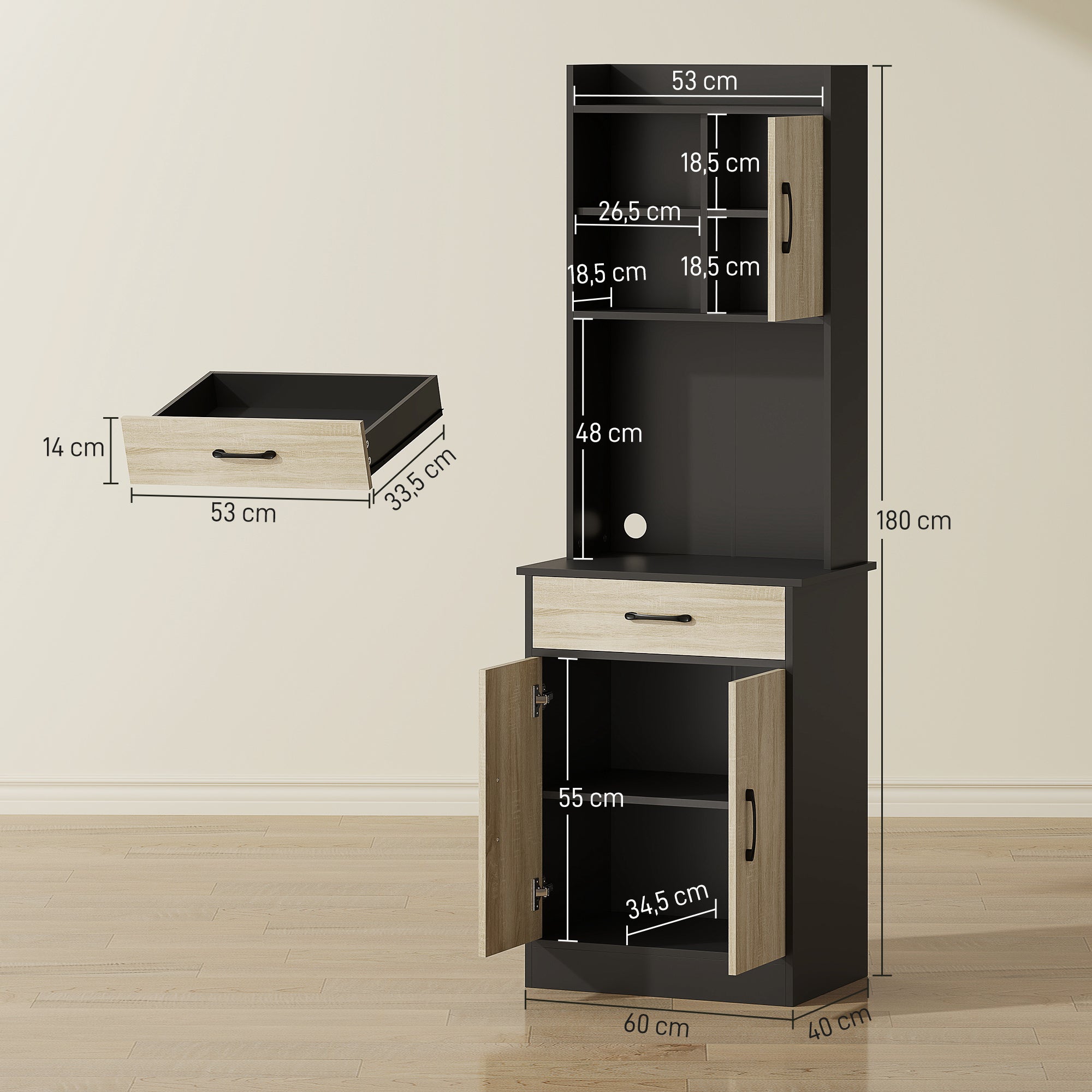 Armoire de cuisine Panneau de particules HOMCOM - 3
