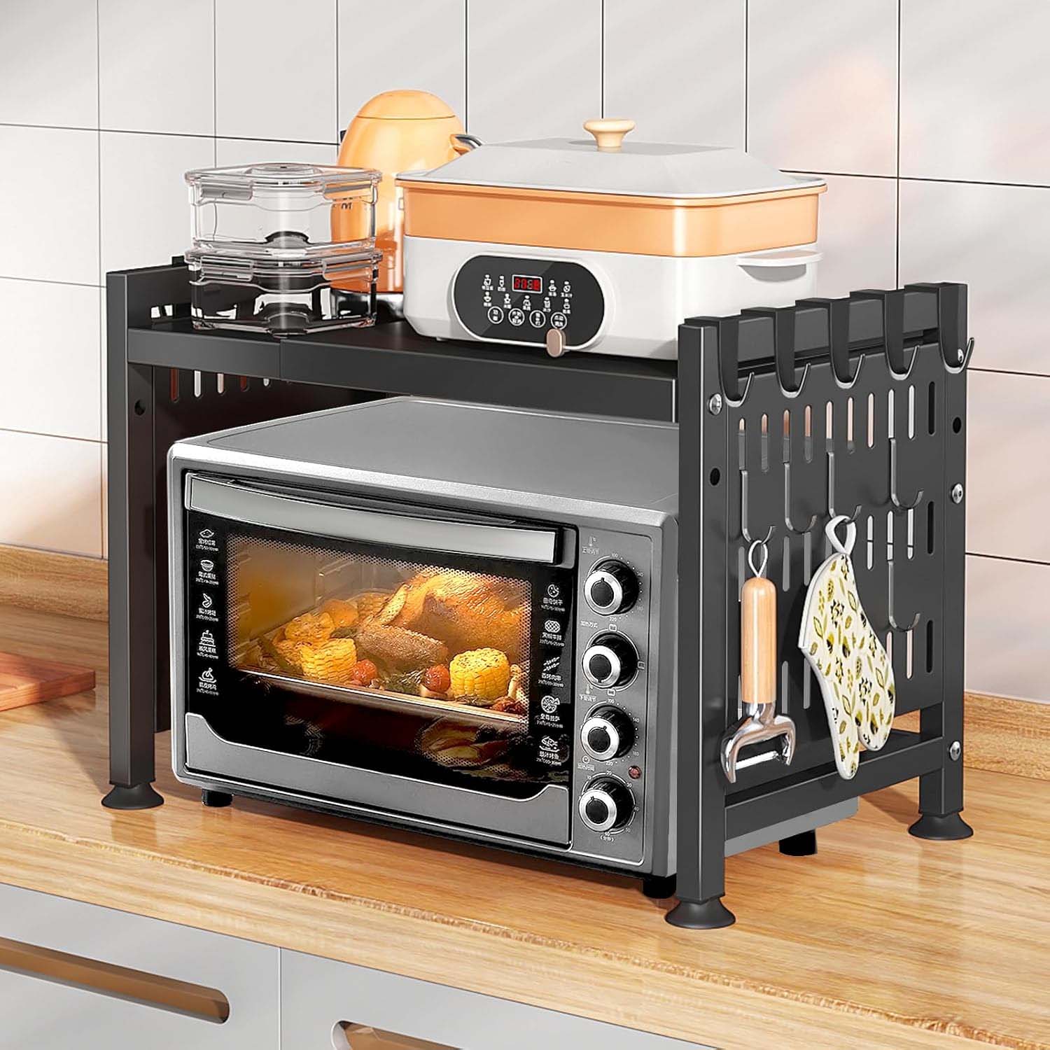 Homewell - Scaffale estensibile per forno/microonde, supporto