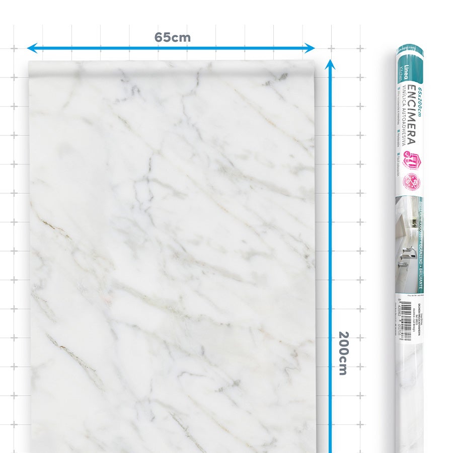 GRECO: Vinyle adhésif pour plan de travail de cuisine et salle de bain. Résistant aux taches. Imperméable. Facile à poser et à nettoyer. 0,65x2m - 5