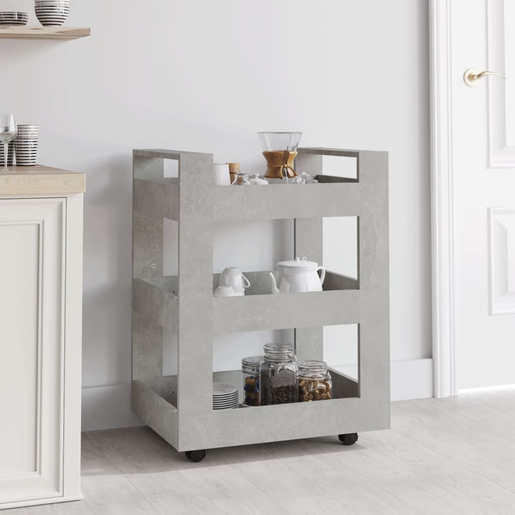 Maison exclusive - carrito de cocina madera contrachapada gris hormigón 60x45x80cm