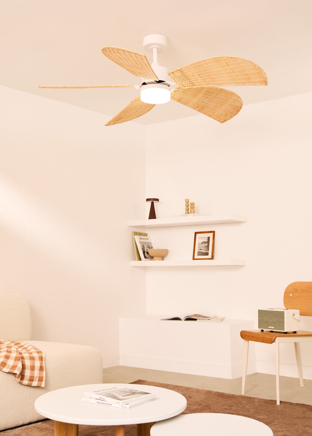 CREATE - WIND RATTAN - Wentylator Sufitowy 40W Cichy Ø132cm -