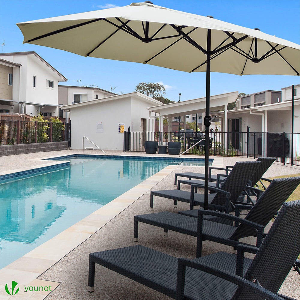 Parasol Jardin Double Aluminium 270 x 460 cm beige VOUNOT® - 7