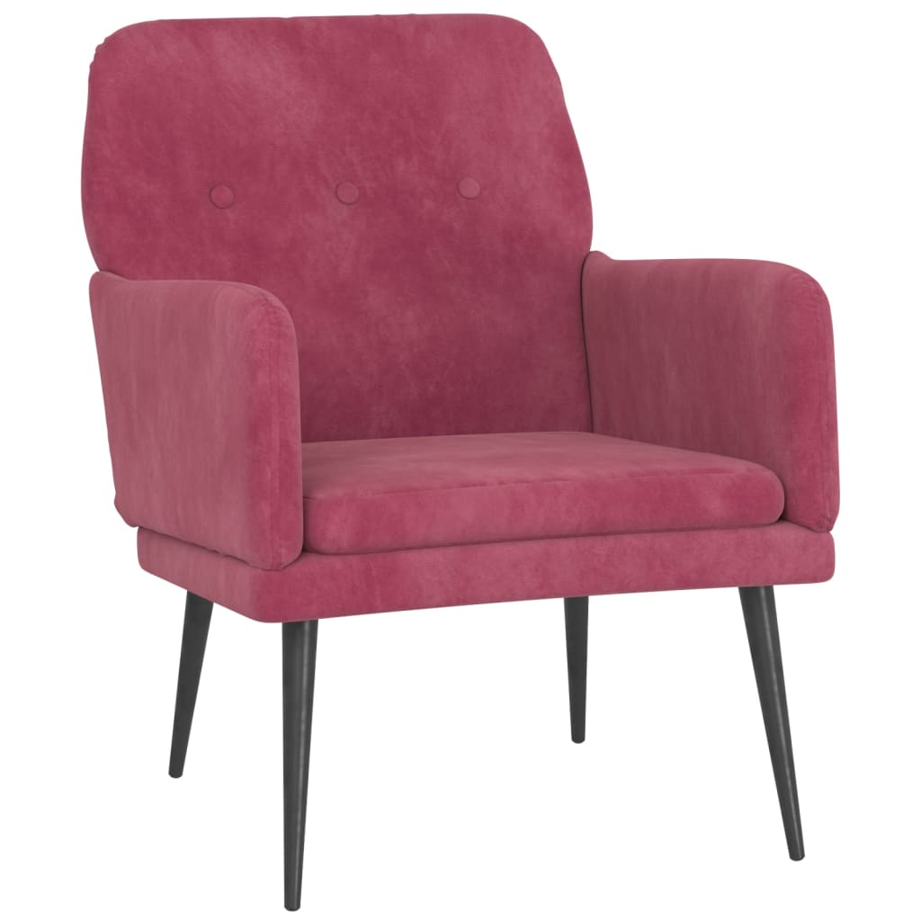 Sillón de salón | silla | sillón de terciopelo rojo tinto 62x79x79 cm cfw670135