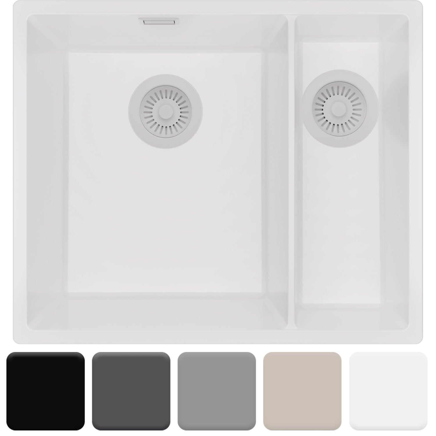 Zlewozmywak 56x47cm, do szafki od 60cm + Syfon - Agate Cały Biały STONESTYLE