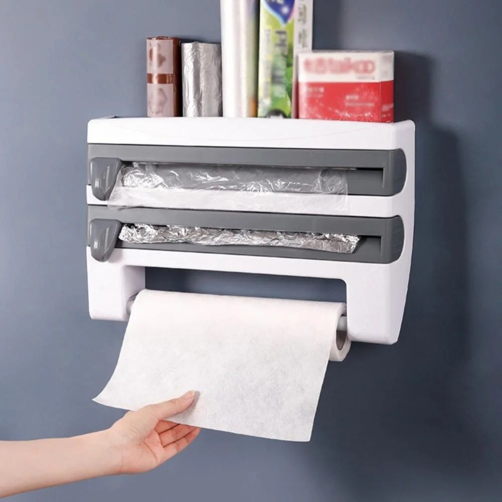 Organizzatore da cucina 3 in 1 con taglierina integrata - Distributore di carta stagnola e pellicola, portatovaglioli di carta, risparmiatore di | Leroy Merlin Organizzatore da cucina 3 in 1 con taglierina integrata - Distributore di carta stagnola e pellicola, portatovaglioli di carta, risparmiatore di | Leroy Merlin