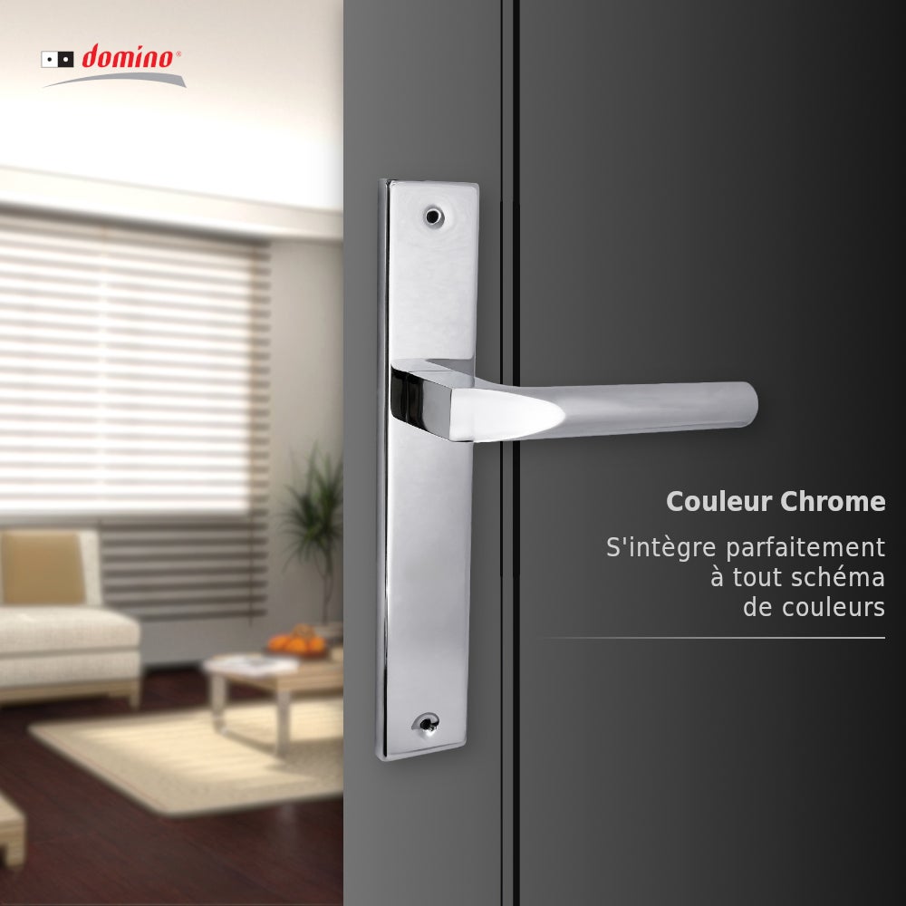 Domino Poignée de porte en aluminium noir avec plaque, idéale pour portes intérieures, de bureau et de cave Argenté CONO M6 chromé B/O - 3