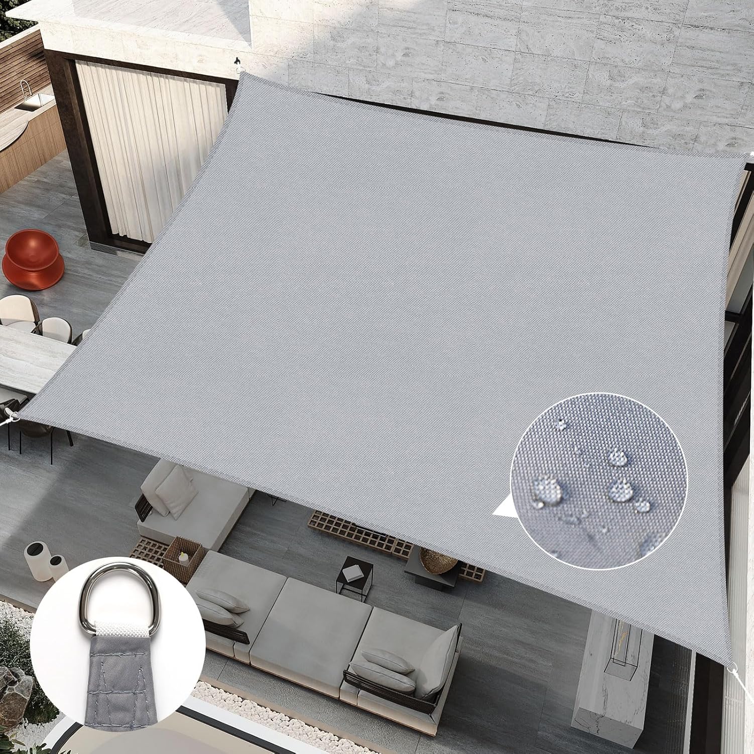 Toldo de sombra para exteriores, protección solar para terraza, balcón o camping, protección solar y aislamiento térmico (3 x 4 metros)