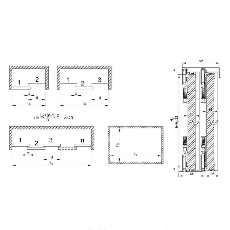 Kit pour 1 porte de placard supplémentaire SLID'UP 220 18 mm - argent - 5