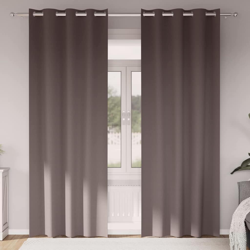 Firany blackout z kółkami 2 pcs Ciemny brąz 260 x 140 cm vidaXL