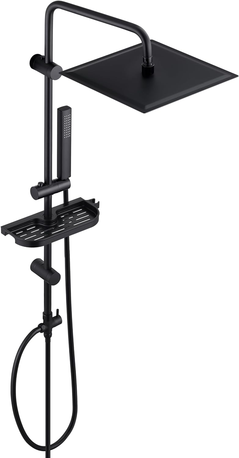 Colonne De Douche Noire En Acier Inoxydable Rozin - Effet Pluie & Massage - 5 Fonctions - Garantie 5 Ans