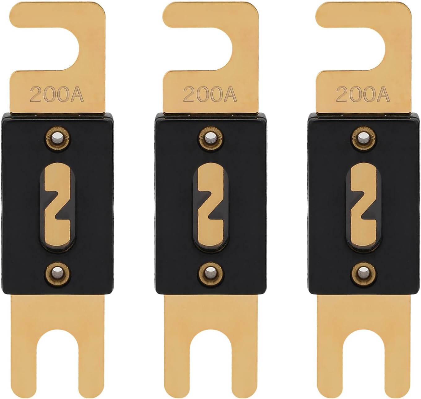 Bezpieczniki ANL 200A 32V, płaskie bezpieczniki ANL-200A do samochodu, 200 amper, 32VDC do ochrony systemów audio w samochodzie (zestaw 3 sztuki)