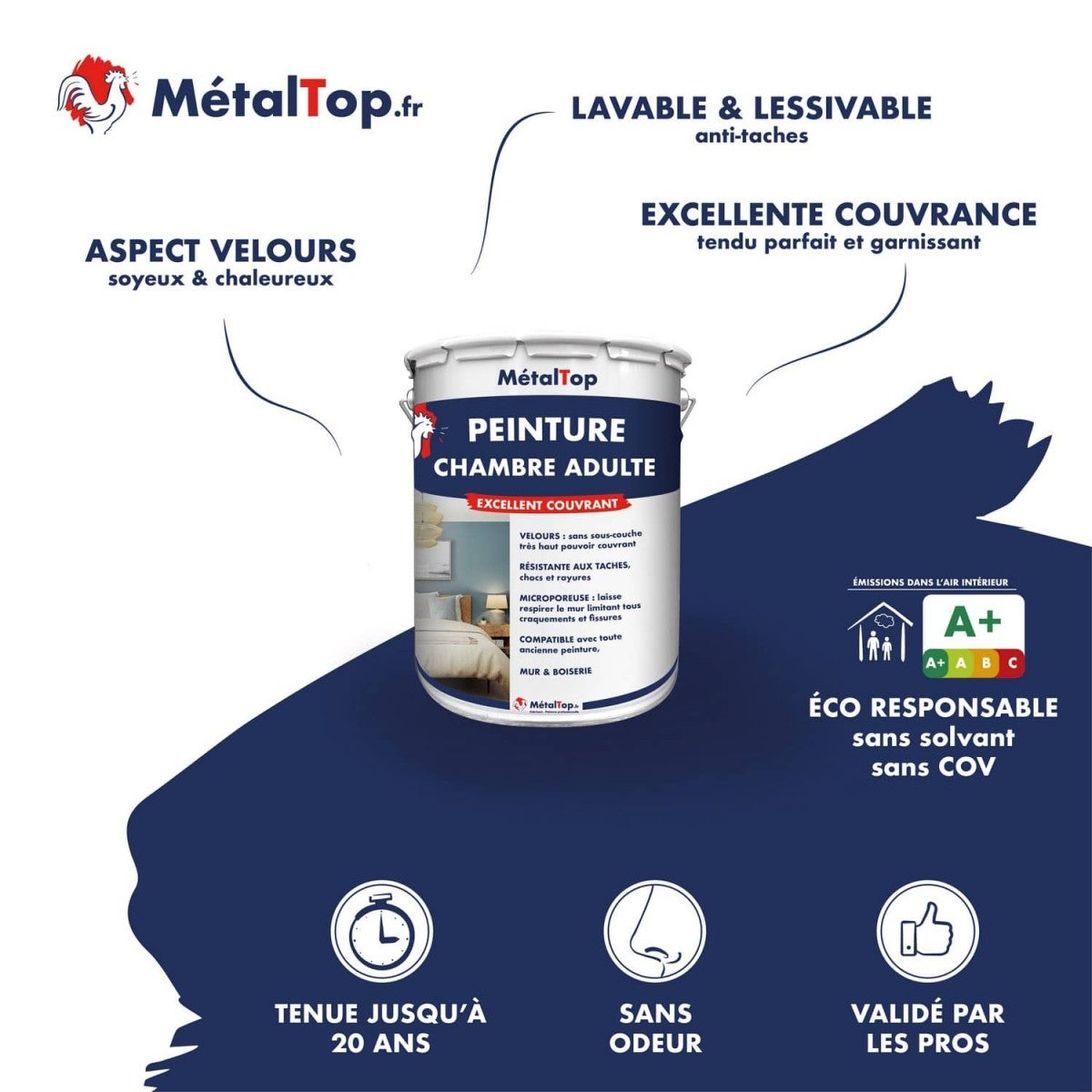 Peinture Chambre Adulte - Metaltop - Rouge oriental - RAL 3031 - Pot 5L - 4