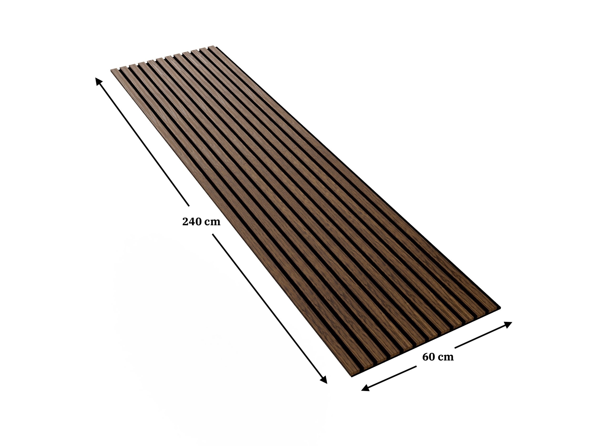 Lot de 2 Panneau Tasseau Acoustique en Bois - Bois de Bouleau Massif - 2400x600mm - Lattes 35mm, Support en Feutre Noir - 2