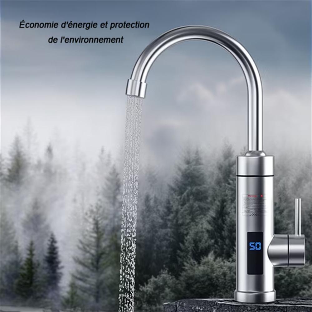 Robinet Chauffant Électrique à Affichage LED, Température Réglable, Chauffage Ultra Rapide, Rotation 360°, Acier Inox 304, Sécurité Renforcée - 5
