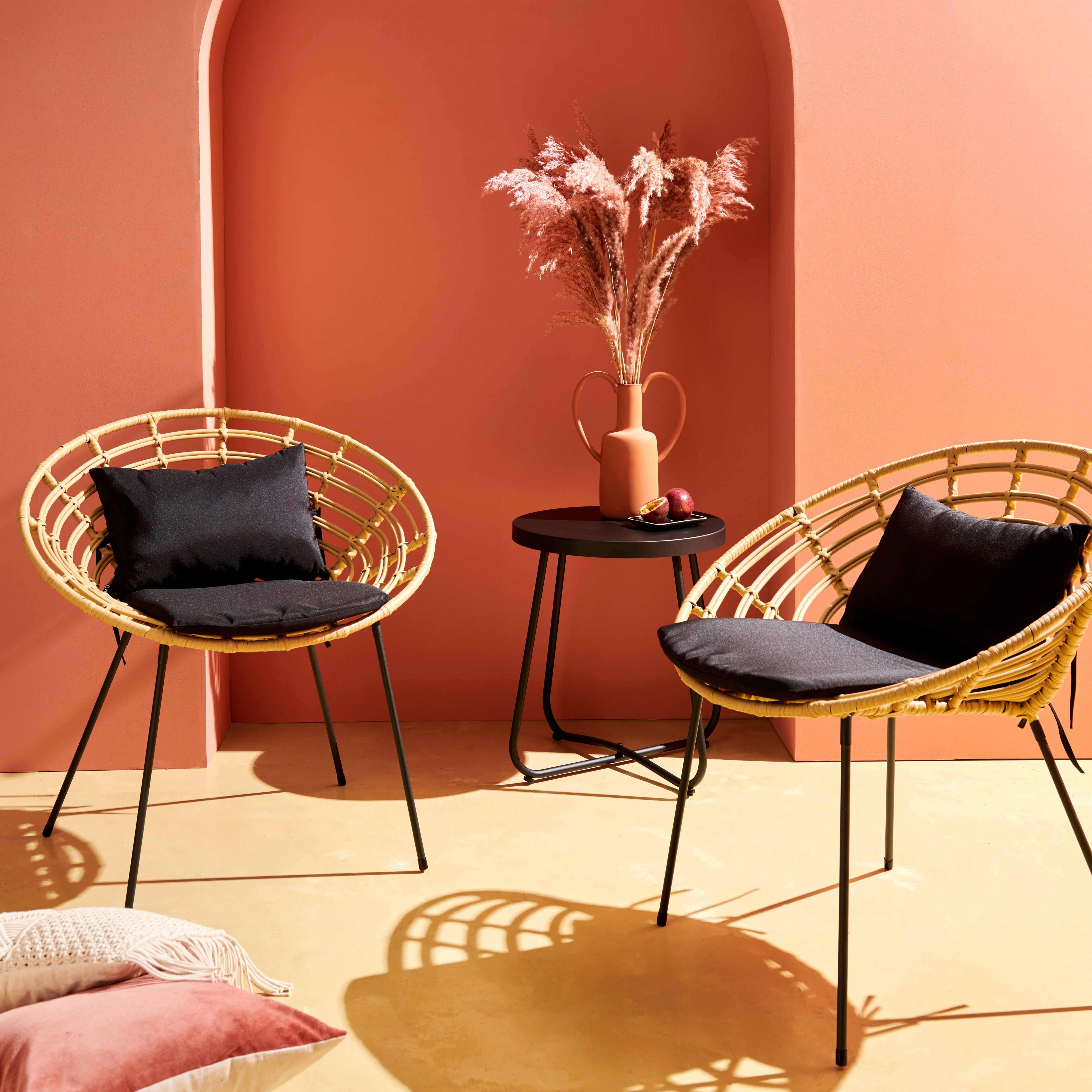 Lot de 2 fauteuils de jardin rond en résine tressée - 6