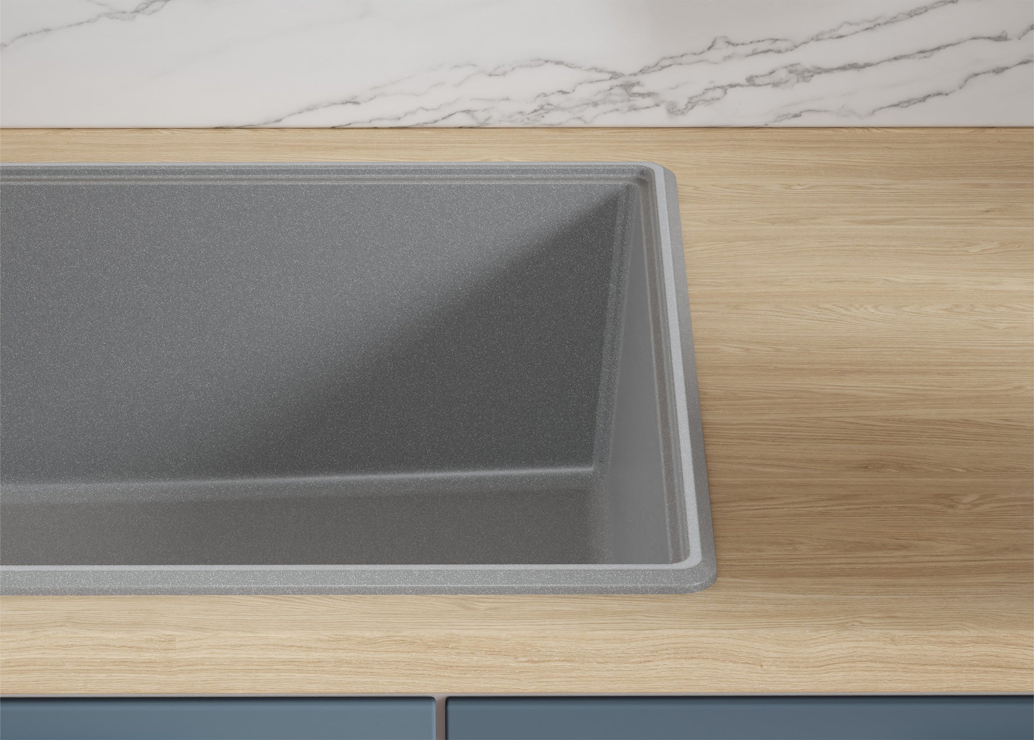 Zlewozmywak Granitowy Szary 78x50cm, Zlew Kuchenny 1 Komorowy + Bateria 32x20cm + Syfon + Deska, Nablatowy do szafki od 45cm - Kopenhaga PRIMAGRAN - 4