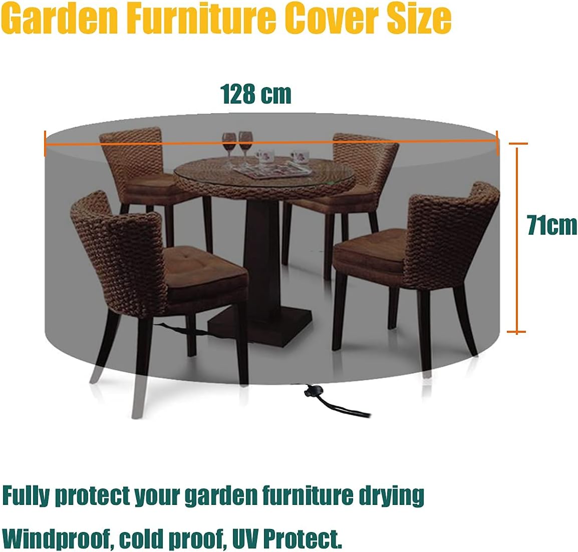 Housse de protection d'extérieur,Housse de Protection pour Meubles de Jardin Ronde,128X71CM - 2