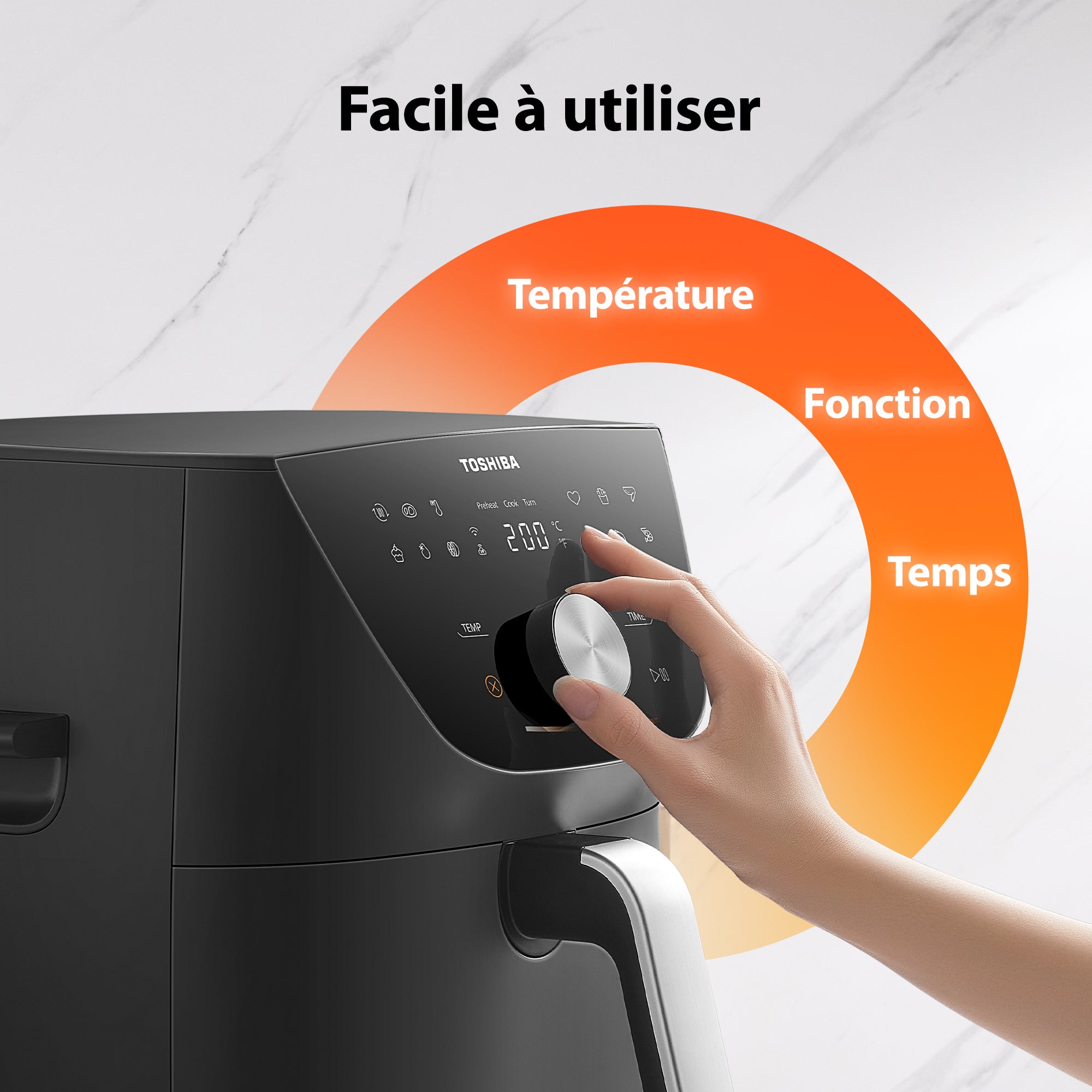 Friteuse sans huile TOSHIBA AirFryer Capacité 7,4L - 12 menus prédéfinis et fonction - 1850W - 12