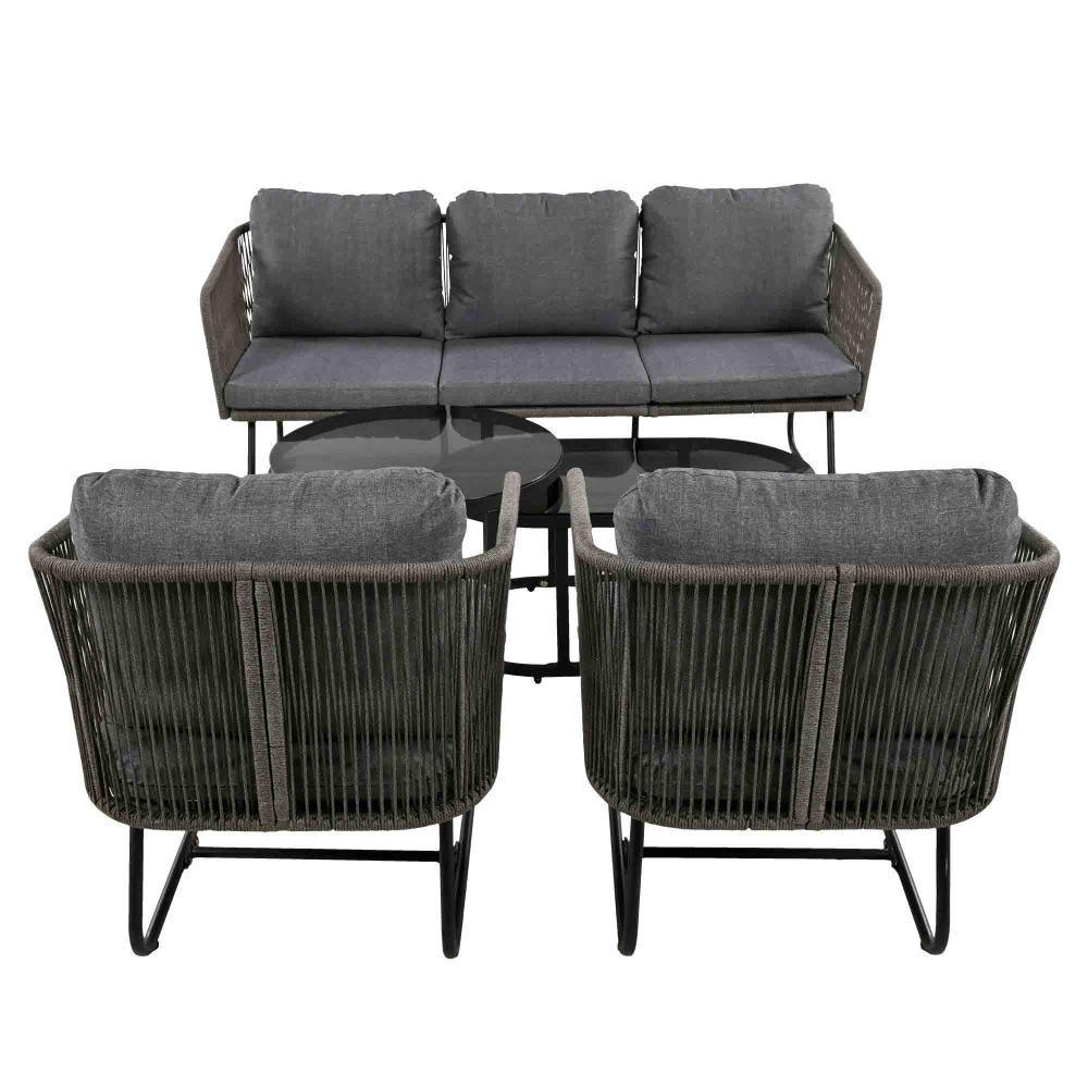Garten-Lounge-Set mit Rahmen aus verzinktem Eisen, Gartenmö - 3