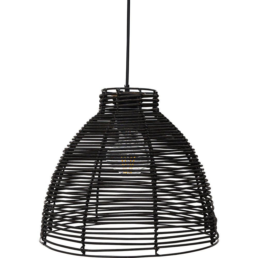 Lampe Pied Rotin Noir – Style Boho, Douille E27, Pour Salon/chambre, Moderne