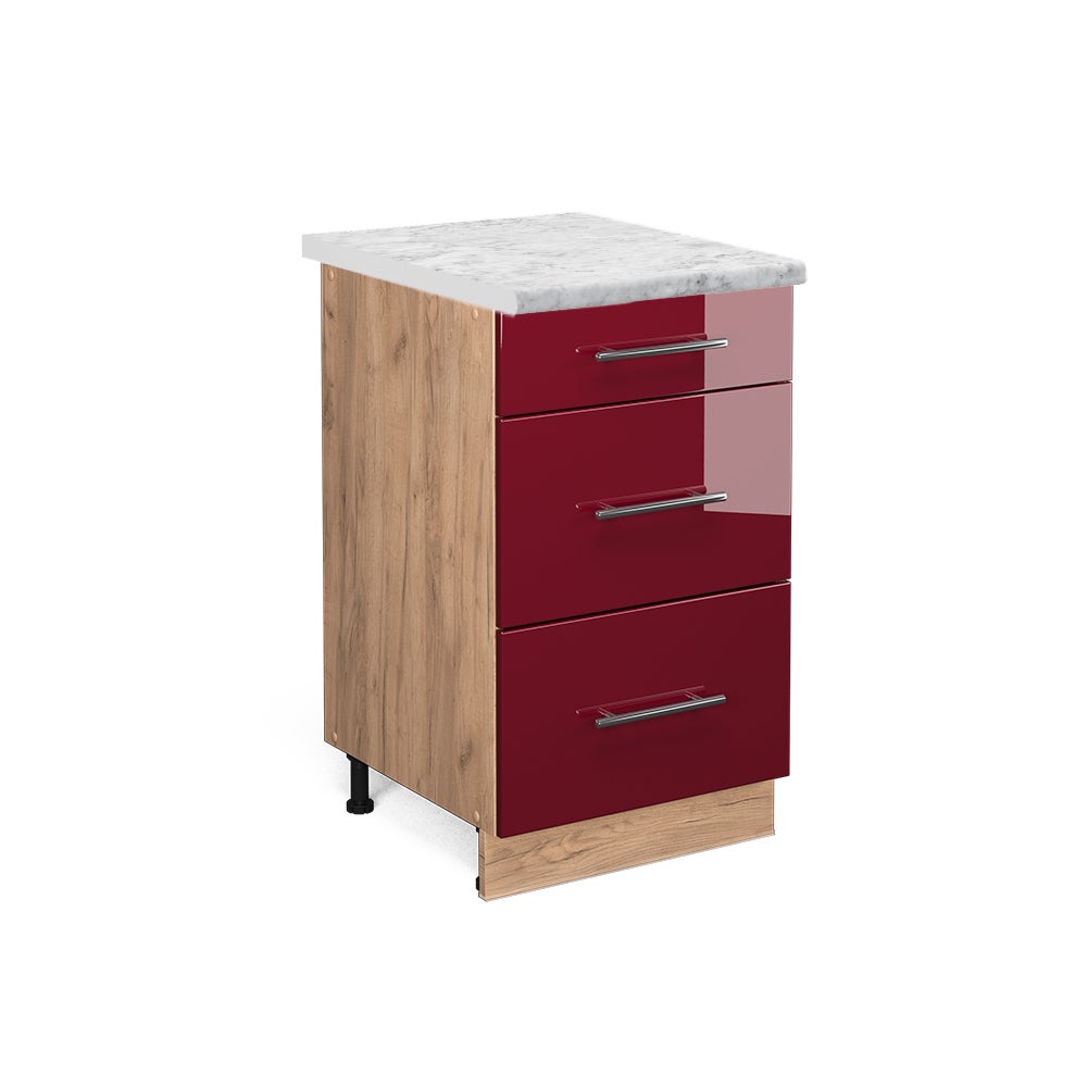 Vicco Szafka dolna do kuchni Fame-Line, Bordowa Czerwień wysoki połysk, 50 cm , BP Marmur