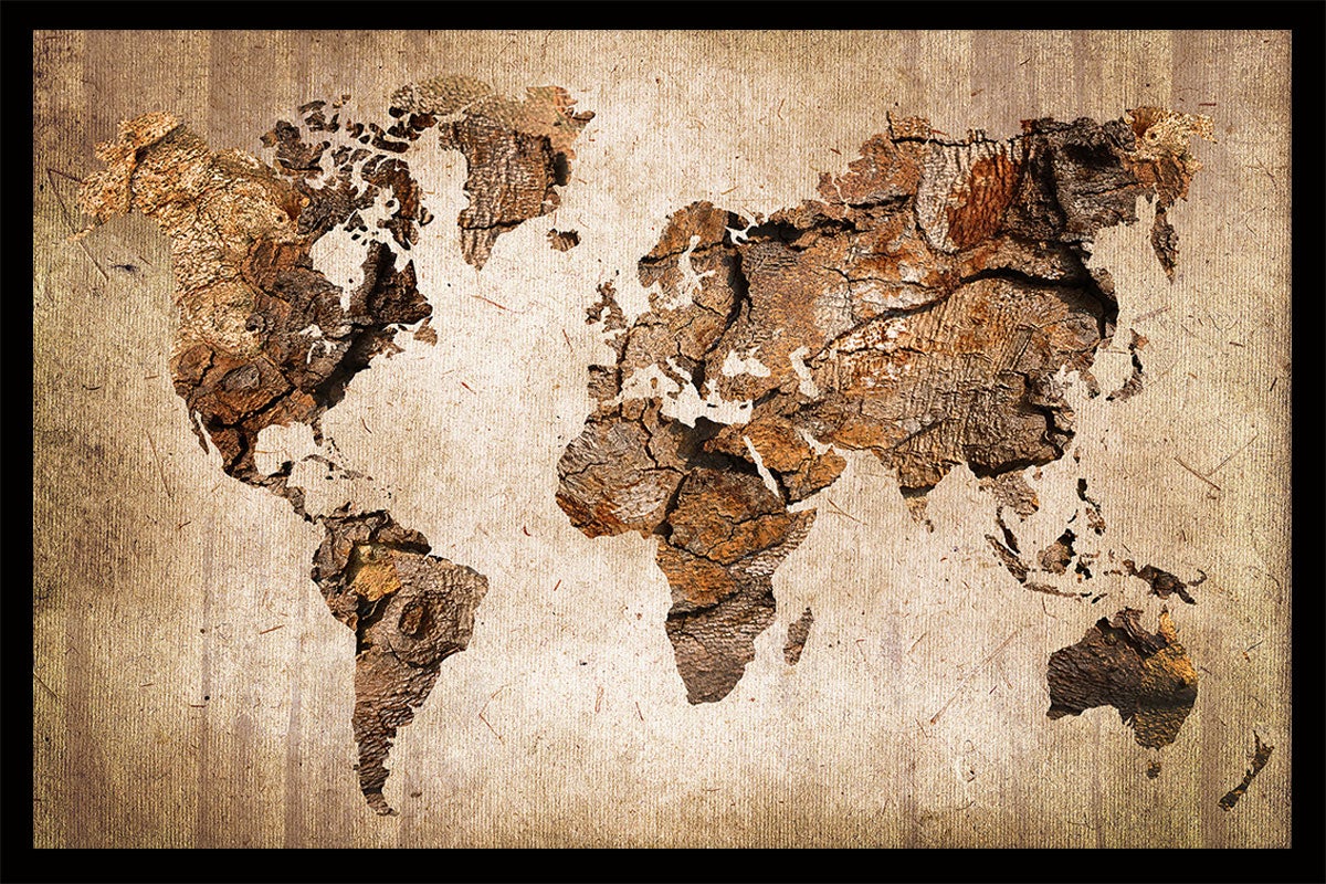 Poster mappa del mondo colore legno - 60x40cm - made in France - 5
