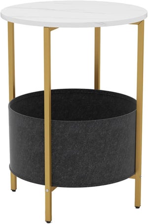 Tavolino rotondo a 2 livelli, tavolino da salotto con vani portaoggetti aperti, piedini antiscivolo, scrivania, portata 60 kg (industriale) | Leroy Merlin