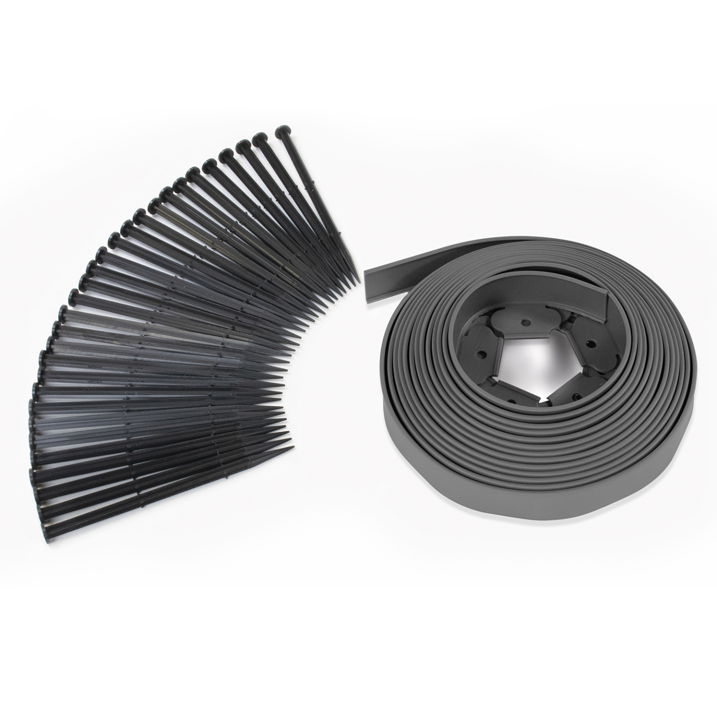 Bordurette de jardin flexible 10 M gris anthracite hauteur 5 CM + 30 piquets - 2