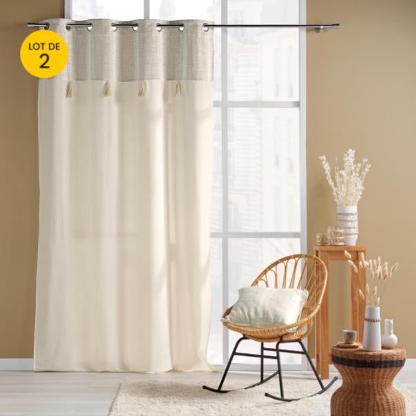 Lot De 2 Rideaux Croisés – 105 X 59 Cm, Polyester Transparent, Cuisine