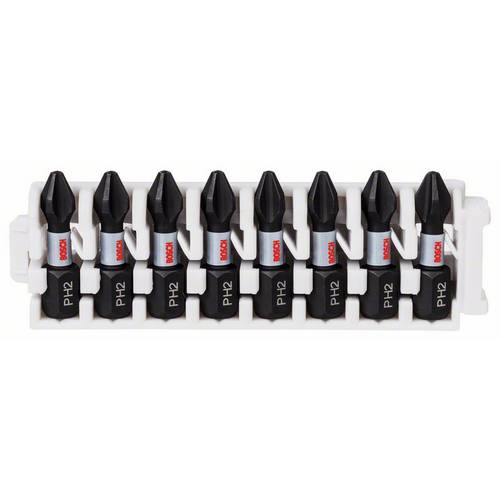 Bosch Professional 2608522324 - Punta per cacciavite Impact PH2x8: 25 mm: inserire 8 unità, Nero