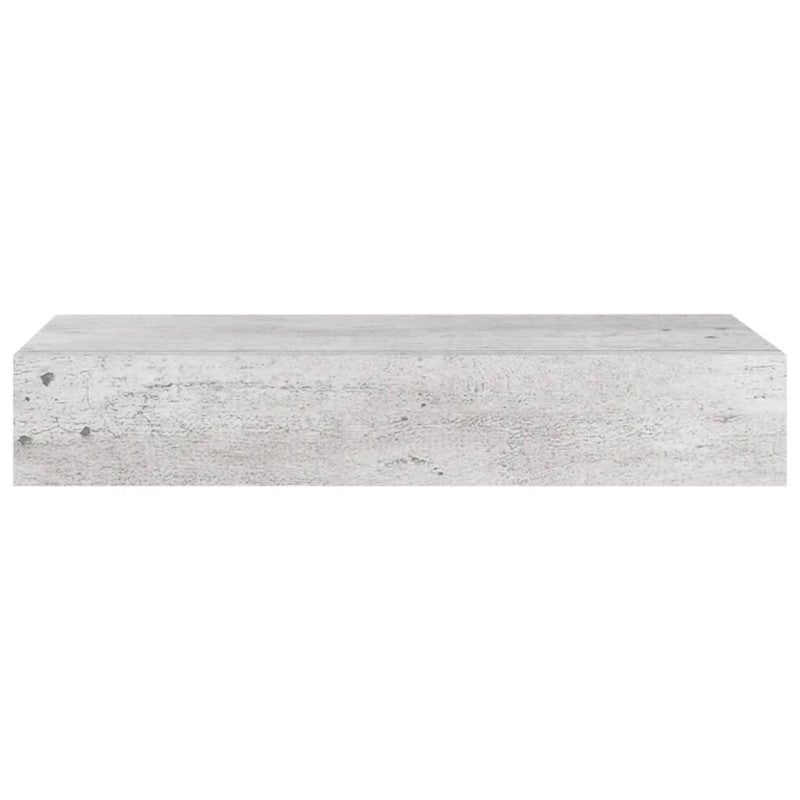 Étagère à tiroir murale Gris béton 60x23,5x10 cm MDF - 4