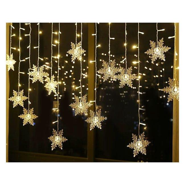 Girlanda świetlna, kurtyna świetlna, 4 m, 96 LED, płatki śniegu, 8 trybów oświetlenia, Boże Narodzenie, ciepła biel