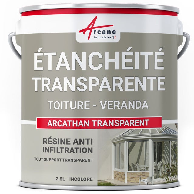 Étanchéité transparente véranda tuile verre polycarbonate peinture résine - 2.5 L - ARCANE INDUSTRIES