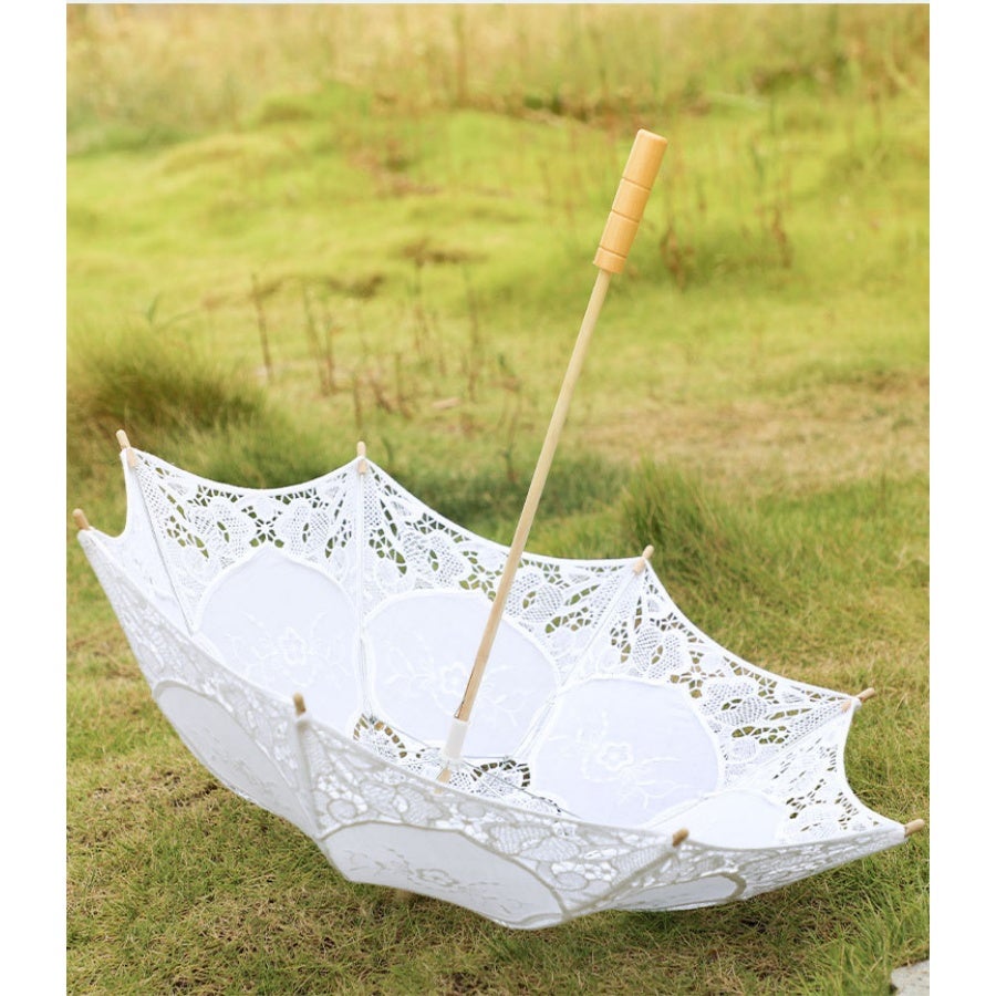 Ombrelle de mariage en dentelle, mini parasol pour mariée. Accessoire idéal pour fête, danse et séance photo.Blanc - 5