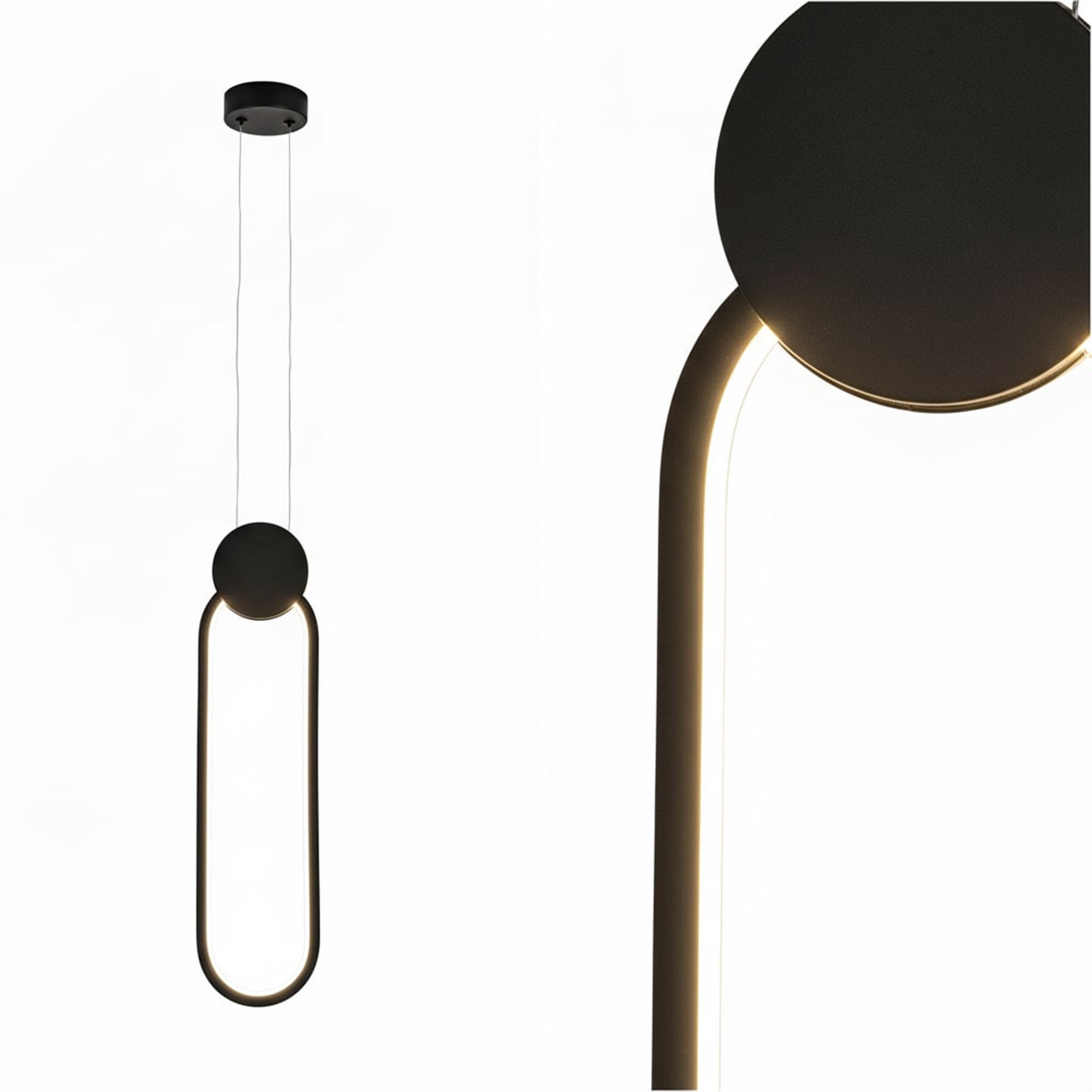 Lampa wisząca LED,lampa sufitowa 12W, 700lm, 4000K, IP20, czarna HOROZ