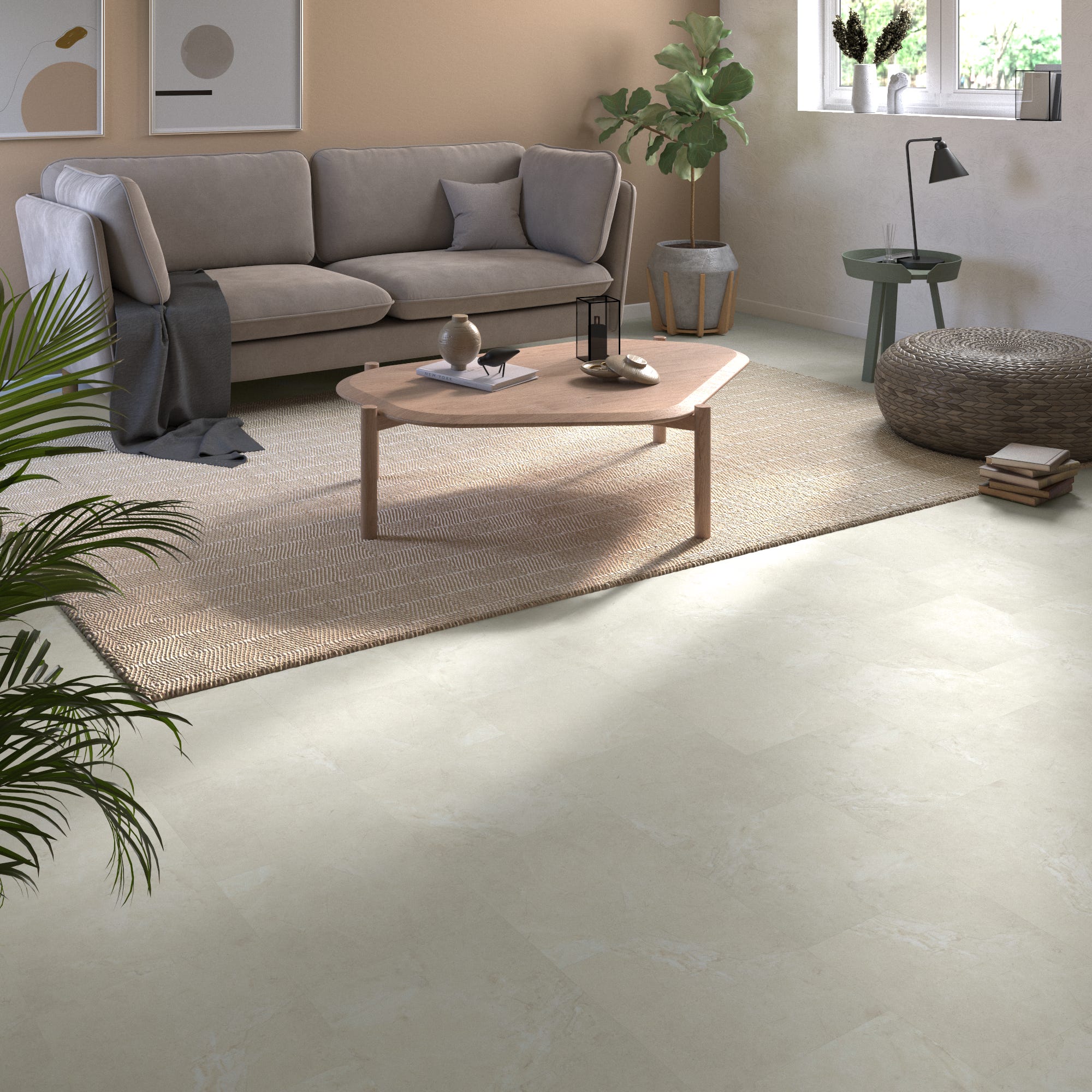 Baldosa de PVC adhesivo - Efecto mármol gris/beige - 2,05m²/22 baldosas - 6