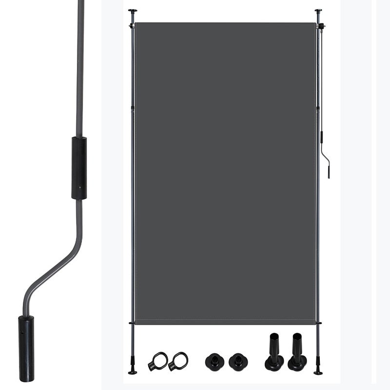Roleta pionowa zewnętrzna 120 x 270 cm Roleta zewnętrzna z teleskopowymi prętami bez wiercenia Ochrona przed promieniowaniem UV Antracyt