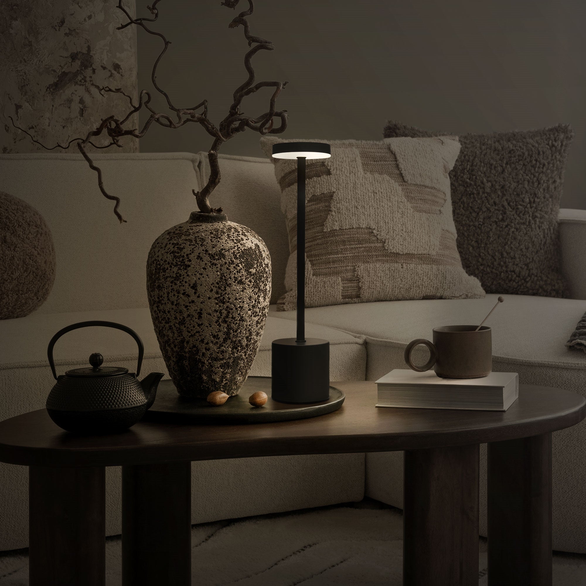 ML-Design lampa stolowa LED bezprzewodowa dotykowa ściemniana czarna Ø8x34,5cm 3 kolory światła USB-C przenośna biurkowa czytania nowoczesna elegancka