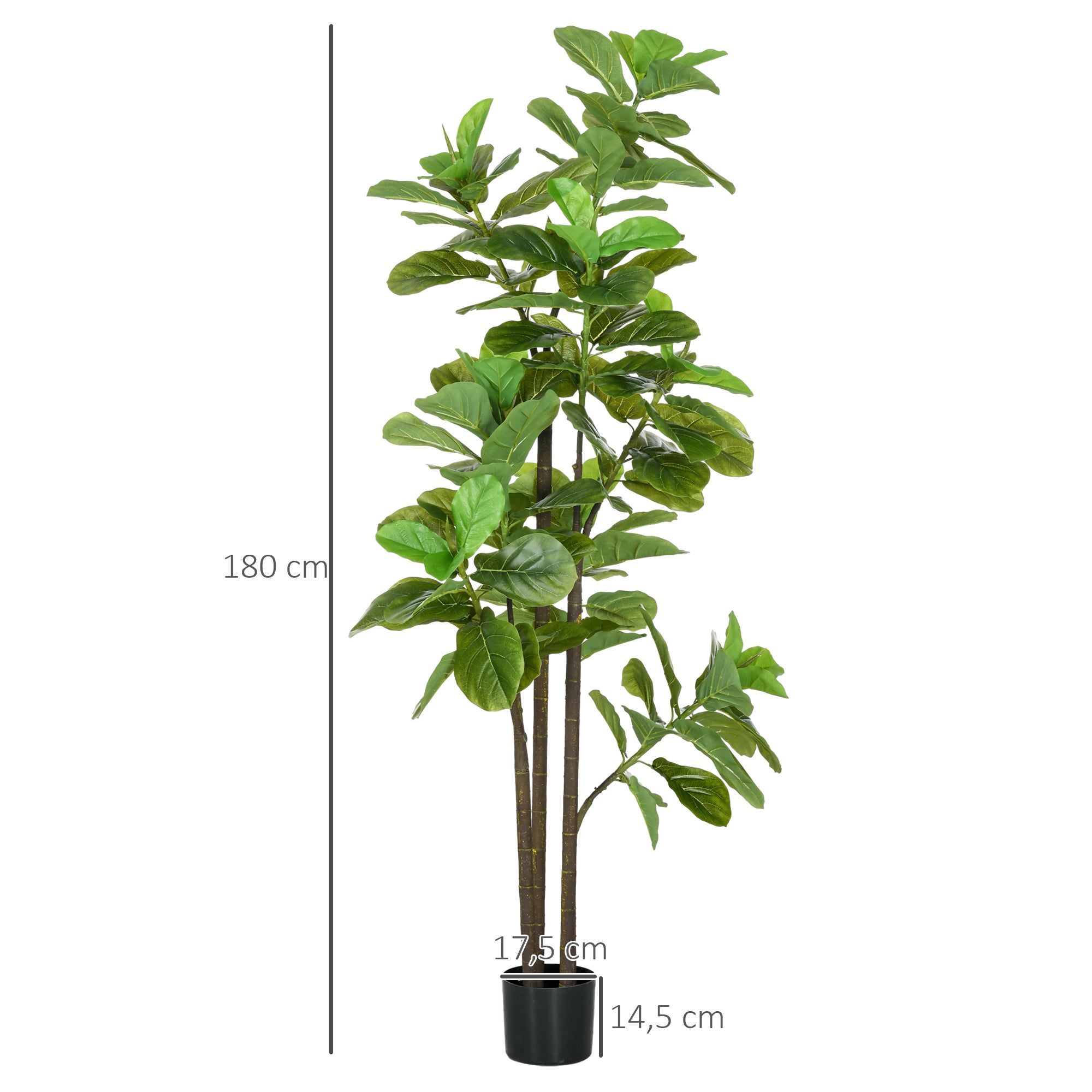 Lot de 2 plantes artificielles Figuier à feuilles de violon Ficus Lyrata hauteur 180cm avec Pot - 5