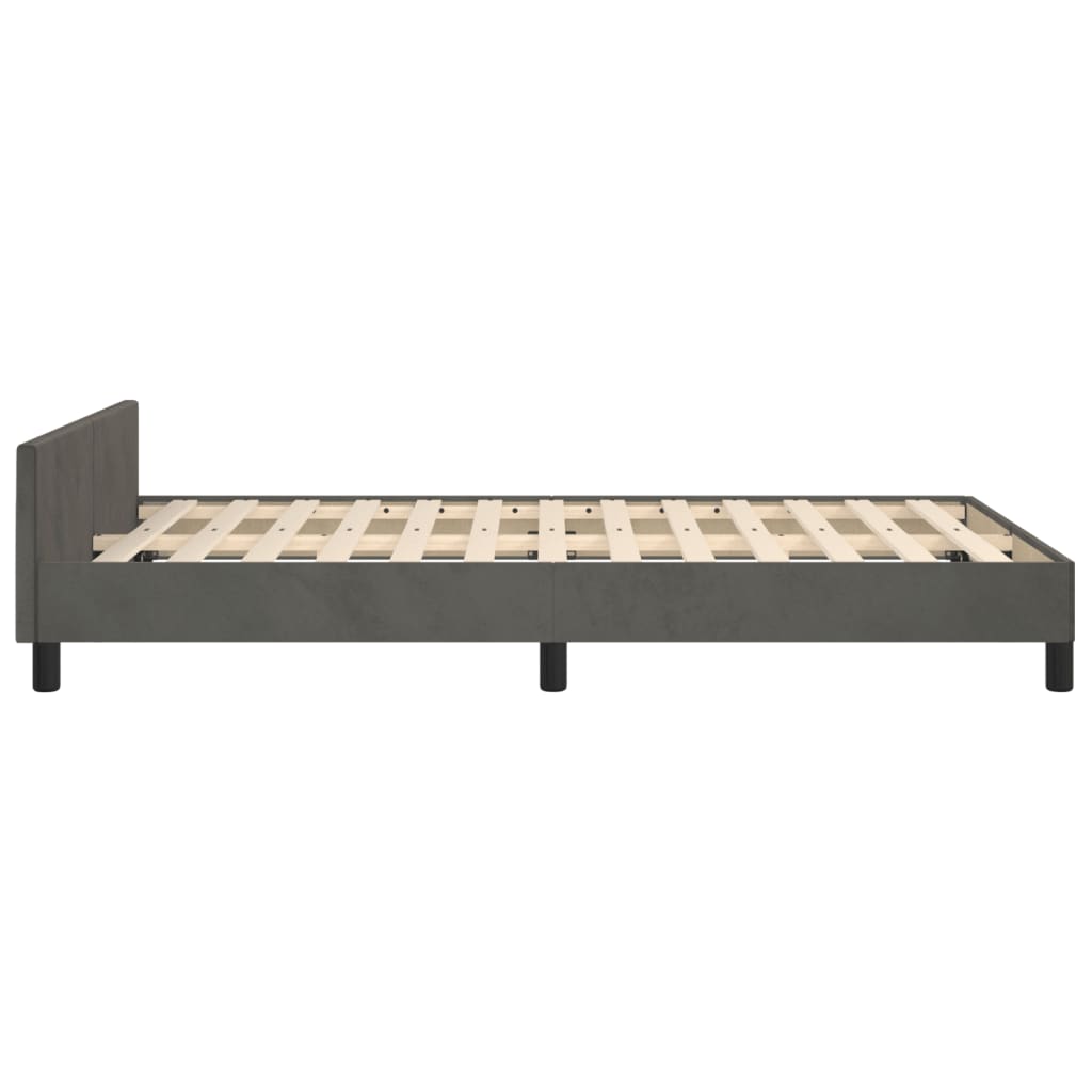Cadre de lit sans matelas gris foncé 120 x 200 cm velours - 7