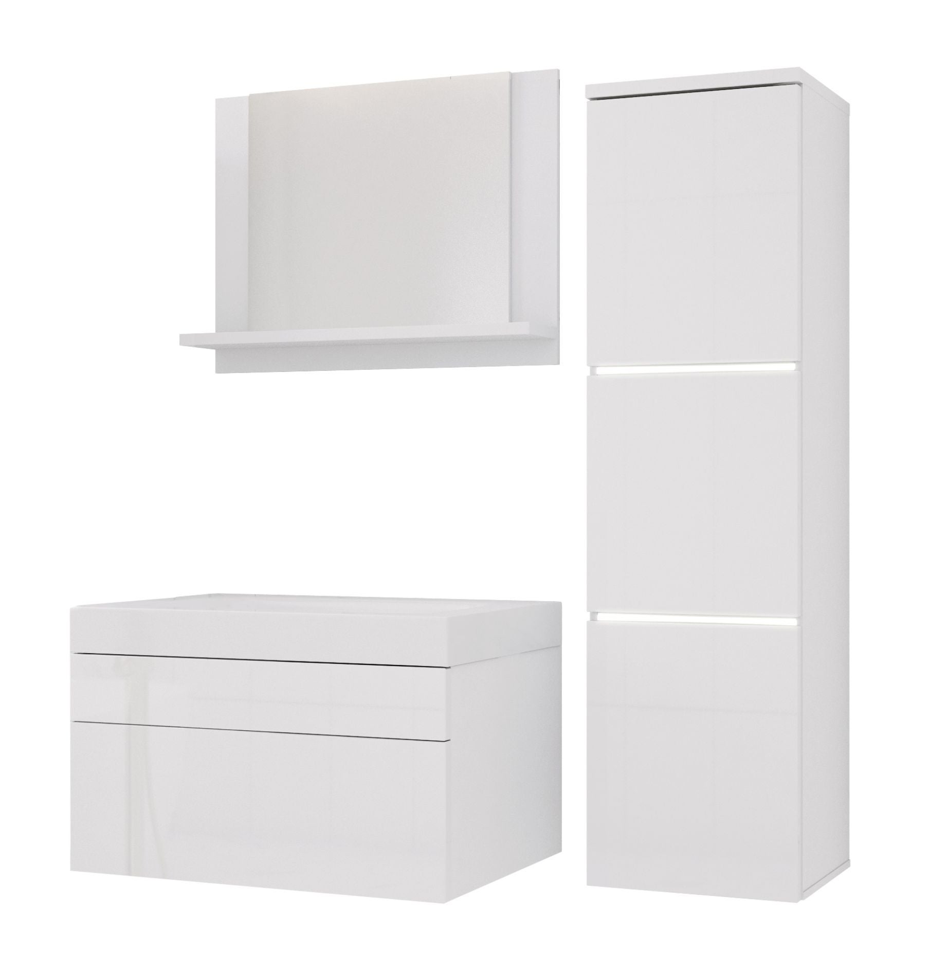 Zestaw mebli łazienkowych, Matowa biel, Połysk biały, 90 x 110 cm